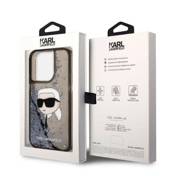 Karl Lagerfeld Liquid Glitter Karl's Head - θήκη για Apple iPhone 14 Pro Max - Μαύρο - Image 8
