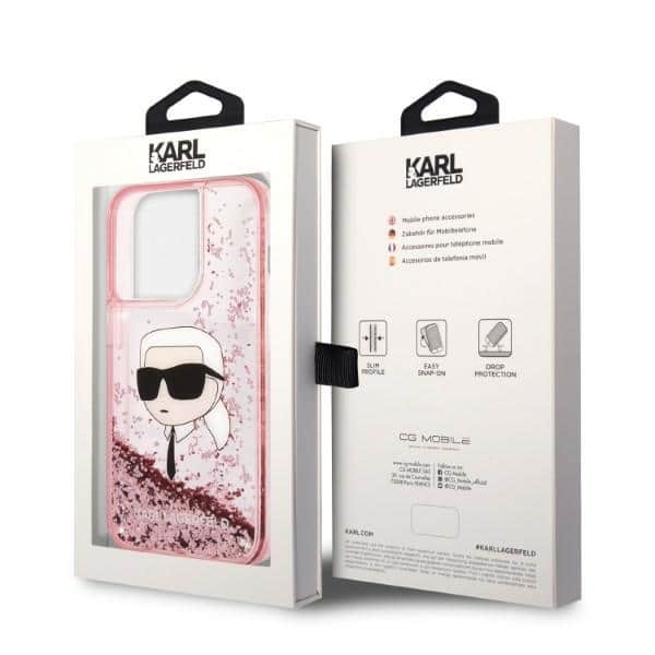 Karl Lagerfeld Glitter Karl Head - θήκη για Apple iPhone 14 Pro - Ροζ - Image 8