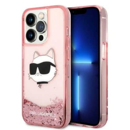 Karl Lagerfeld Liquid Glitter - θήκη για Apple iPhone 14 Pro - Ροζ