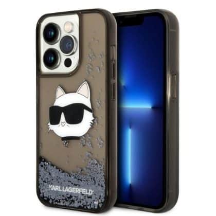 Karl Lagerfeld Liquid Glitter Choupette's Head - θήκη για Apple iPhone 14 Pro - Μαύρο