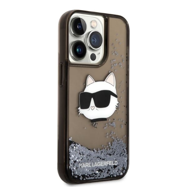 Karl Lagerfeld Liquid Glitter Choupette's Head - θήκη για Apple iPhone 14 Pro - Μαύρο - Image 4