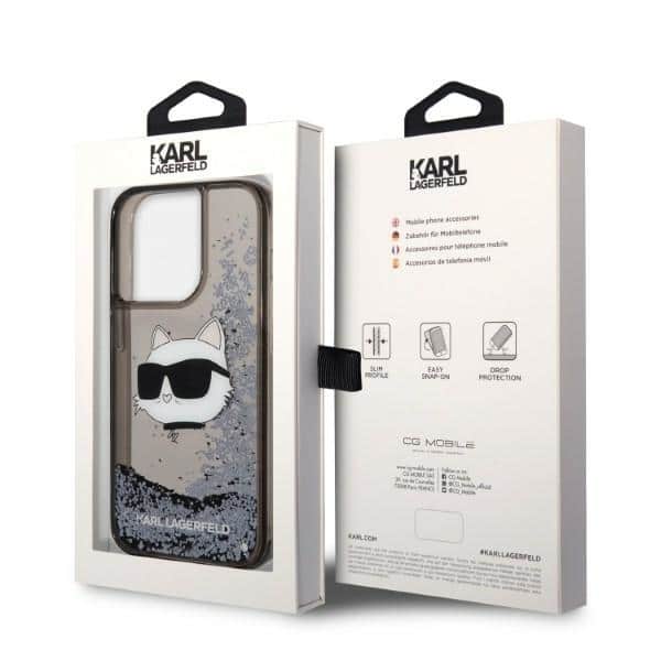 Karl Lagerfeld Liquid Glitter Choupette's Head - θήκη για Apple iPhone 14 Pro - Μαύρο - Image 8