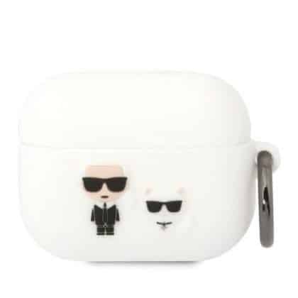 Karl Lagerfeld KLACAPSILKCW κάλυμμα για AirPods Pro λευκό/white Silicone Karl & Choupette