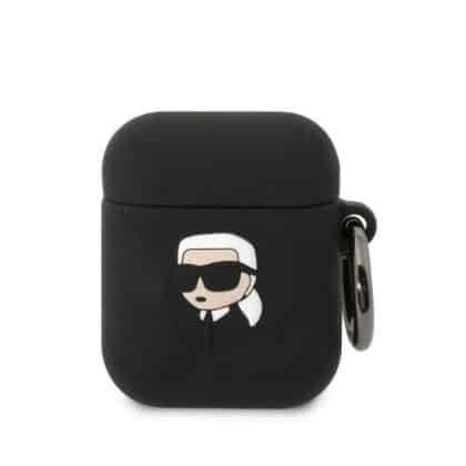 Karl Lagerfeld KLA2RUNIKK Κάλυμμα AirPods 1/2 μαύρο/black Σιλικόνης Karl Head 3D