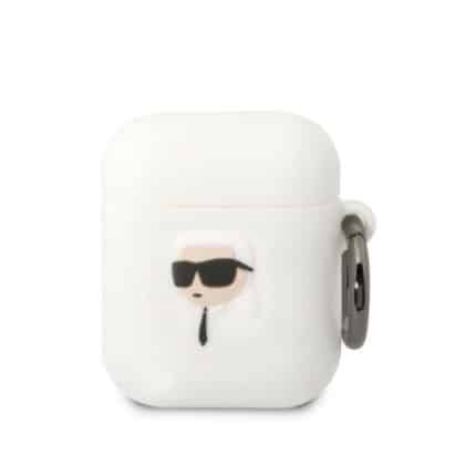 Karl Lagerfeld KLA2RUNIKH Κάλυμμα για AirPods 1/2 λευκό/white Σιλικόνης Karl Head 3D