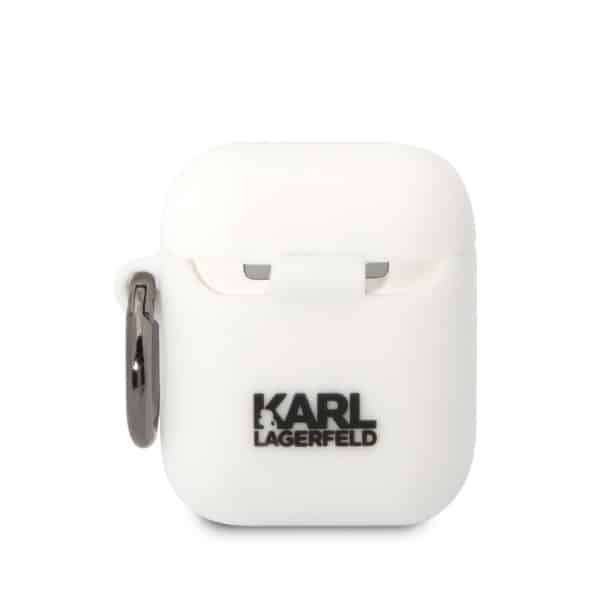 Karl Lagerfeld KLA2RUNIKH Κάλυμμα για AirPods 1/2 λευκό/white Σιλικόνης Karl Head 3D - Image 2