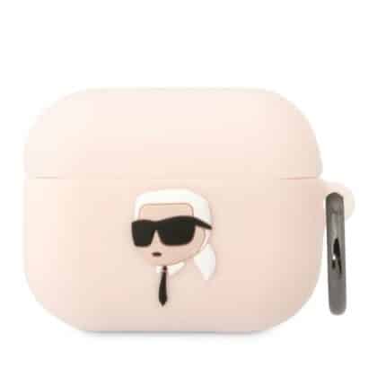 Karl Lagerfeld KLAPRUNIKP Κάλυμμα για AirPods Pro ροζ/πινκ Σιλικόνης Karl Head 3D