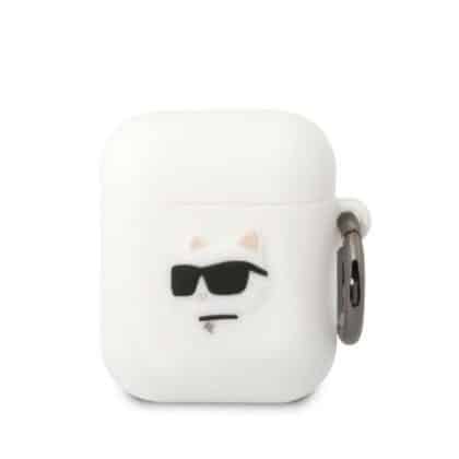 Karl Lagerfeld KLA2RUNCHH Κάλυμμα για AirPods 1/2 λευκό/white Silicone Choupette Head 3D