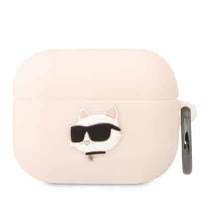 Karl Lagerfeld KLAPRUNCHP κάλυμμα για AirPods Pro ροζ Σιλικόνης Choupette Head 3D