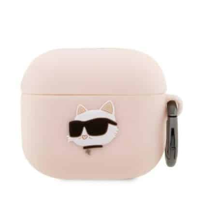 Karl Lagerfeld KLA3RUNCHP Κάλυμμα AirPods 3 ροζ/πινκ Σιλικόνης Κεφάλι Choupette 3D