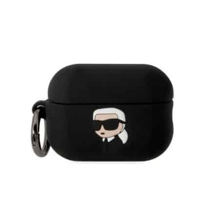 Karl Lagerfeld KLAP2RUNIKK Κάλυμμα AirPods Pro 2 (2022/2023) μαύρο/μαύρο Σιλικόνη Karl Head 3D
