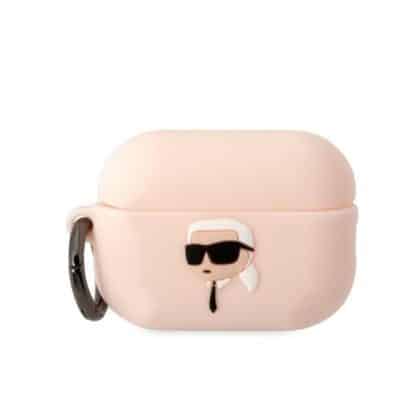Karl Lagerfeld KLAP2RUNIKP Κάλυμμα AirPods Pro 2 (2022/2023) ροζ/ροζ Σιλικόνης Karl Head 3D