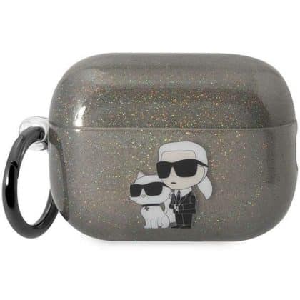 Karl Lagerfeld KLAP2HNKCTGK Κάλυμμα για Airpods Pro 2 (2022/2023) μαύρο Glitter Karl&Choupette