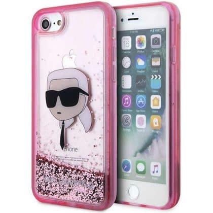 Karl Lagerfeld Liquid Glitter Karl's Head - θήκη για Apple iPhone 7 / 8 SE (2020) (2022) - Ροζ