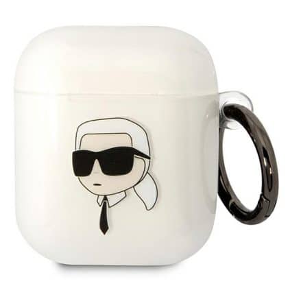 Karl Lagerfeld KLA2HNIKTCT Διαφανής θήκη για AirPods 1/2 με το κεφάλι του Karl