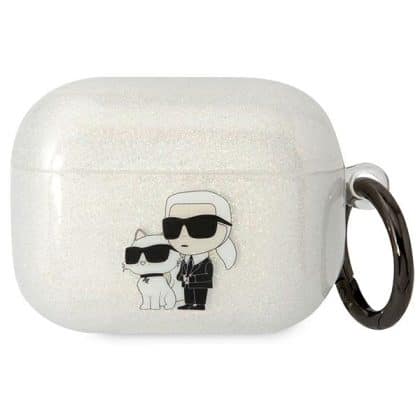 Karl Lagerfeld KLAPHNKCTGT Διαφανής Θήκη Glitter για Airpods Pro Karl&Choupette