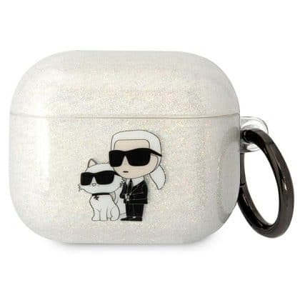 Karl Lagerfeld KLA3HNKCTGT Κάλυμμα για Airpods 3 διάφανο με γκλίτερ Karl&Choupette