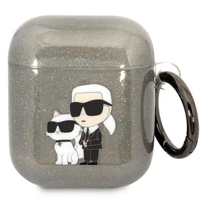 Karl Lagerfeld KLA2HNKCTGK Κάλυμμα Airpods 1/2 μαύρο/Black Glitter Karl&Choupette