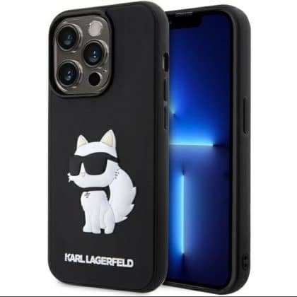 Karl Lagerfeld Rubber Choupette 3D - θήκη για Apple iPhone 14 Pro - Μαύρο