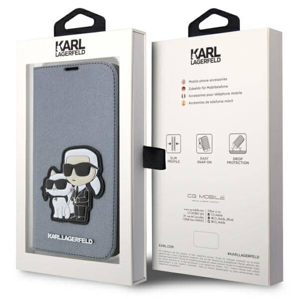 Karl Lagerfeld Saffiano Karl & Choupette - θήκη για Apple iPhone 14 Pro - Ασημί - Image 7