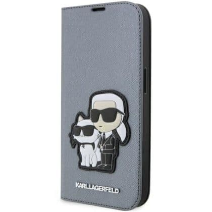 Karl Lagerfeld Saffiano Karl & Choupette - θήκη για Apple iPhone 14 Pro - Ασημί