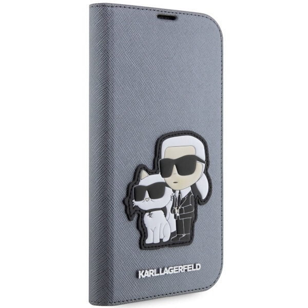 Karl Lagerfeld Saffiano Karl & Choupette - θήκη για Apple iPhone 14 Pro - Ασημί - Image 5