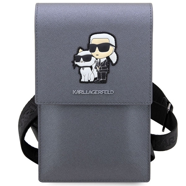 Karl Lagerfeld Τσάντα KLWBSAKCPMG ασημί Saffiano Karl & Choupette - Image 2