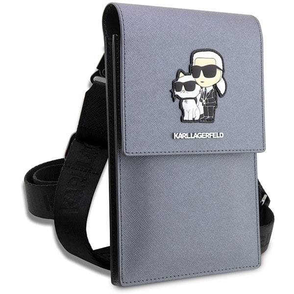 Karl Lagerfeld Τσάντα KLWBSAKCPMG ασημί Saffiano Karl & Choupette - Image 3