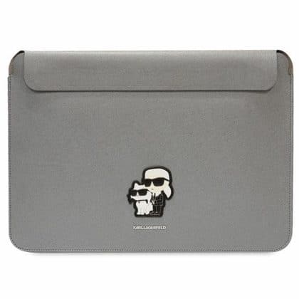 Karl Lagerfeld Θήκη KLCS16SAKCPMG 16" ασημί Saffiano Karl&Choupette
