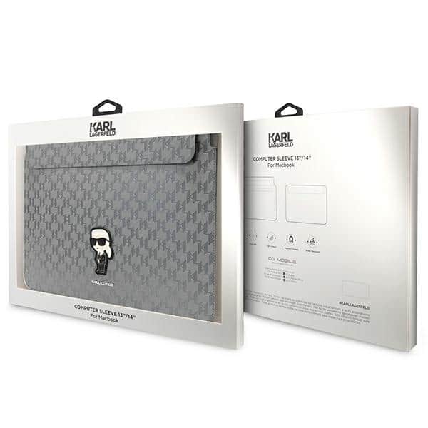 Karl Lagerfeld Θήκη KLCS14SAKHPKG 14" ασημί Saffiano Monogram Ikonik - Image 4