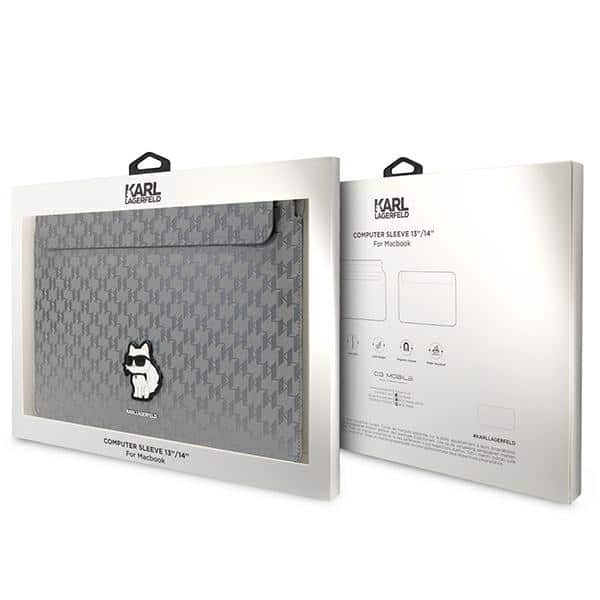 Karl Lagerfeld Θήκη KLCS14SAKHPCG 14" ασημί Saffiano Monogram Choupette - Image 4