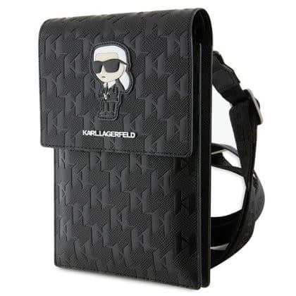 Karl Lagerfeld Τσάντα KLWBSAKHPKK μαύρη/black Saffiano Monogram Ikonik