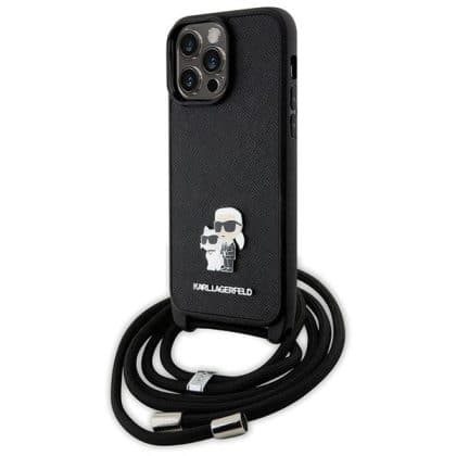 Karl Lagerfeld Crossbody Saffiano Metal Pin Karl & Choupette - θήκη για Apple iPhone 14 Pro Max - Μαύρο