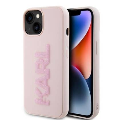 Karl Lagerfeld 3D Rubber Glitter Logo - θήκη για Apple iPhone 15 Plus - Ροζ
