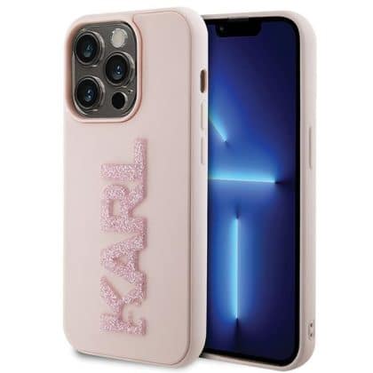 Karl Lagerfeld 3D Rubber Glitter Logo - θήκη για Apple iPhone 15 Pro - Ροζ