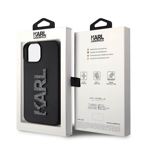 Karl Lagerfeld 3D Rubber Glitter Logo - θήκη για Apple iPhone 15 - Μαύρο - Image 8