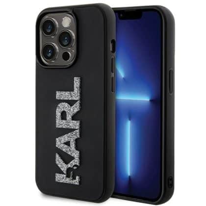Karl Lagerfeld 3D Rubber Glitter Logo - θήκη για Apple iPhone 15 Pro - Μαύρο