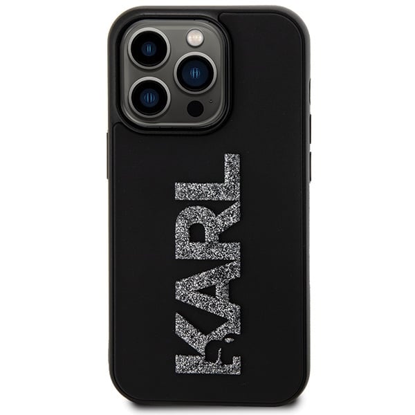 Karl Lagerfeld 3D Rubber Glitter Logo - θήκη για Apple iPhone 15 Pro - Μαύρο - Image 3