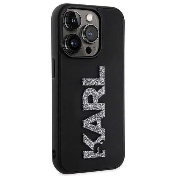 Karl Lagerfeld 3D Rubber Glitter Logo - θήκη για Apple iPhone 15 Pro - Μαύρο - Image 4