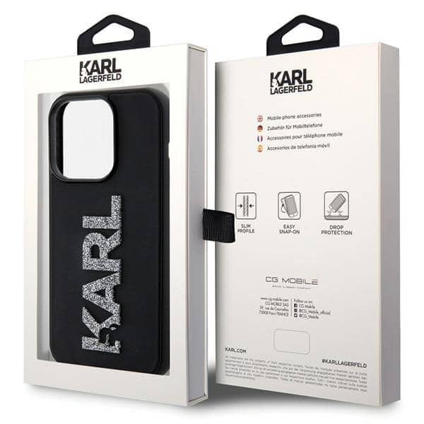 Karl Lagerfeld 3D Rubber Glitter Logo - θήκη για Apple iPhone 15 Pro - Μαύρο - Image 8