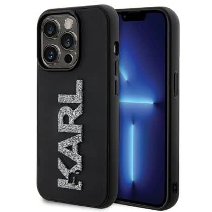 Karl Lagerfeld 3D Rubber Glitter Logo - θήκη για Apple iPhone 15 Pro Max - Μαύρο