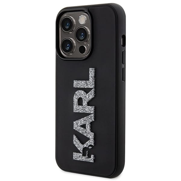 Karl Lagerfeld 3D Rubber Glitter Logo - θήκη για Apple iPhone 15 Pro Max - Μαύρο - Image 2