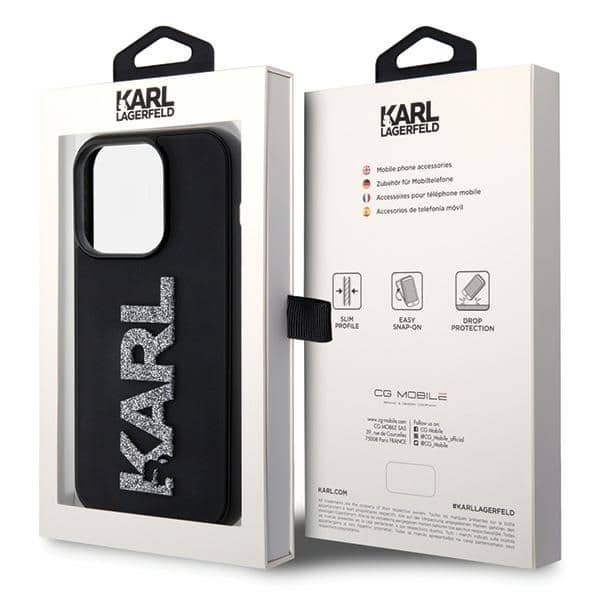 Karl Lagerfeld 3D Rubber Glitter Logo - θήκη για Apple iPhone 15 Pro Max - Μαύρο - Image 8