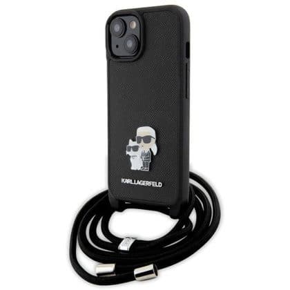 Karl Lagerfeld Crossbody Saffiano Metal Pin Karl & Choupette - θήκη για Apple iPhone 15 Plus / 14 - Μαύρο