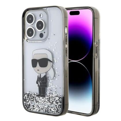 Karl Lagerfeld Liquid Glitter Ikonik - θήκη για Apple iPhone 15 Pro - Διάφανο