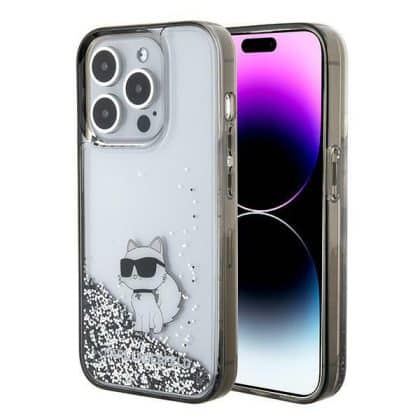 Karl Lagerfeld Liquid Glitter Choupette - θήκη για Apple iPhone 15 Pro Max - Διάφανο