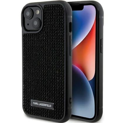 Karl Lagerfeld Rhinestone Logo Metal Plate - θήκη για Apple iPhone 15 - Μαύρο