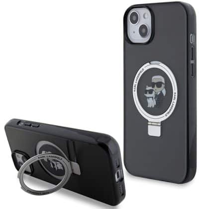 Karl Lagerfeld Ring Stand Karl&Choupettte MagSafe - θήκη για Apple iPhone 15 Plus - Μαύρο