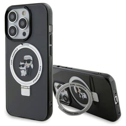 Karl Lagerfeld Ring Stand Karl&Choupettte MagSafe - θήκη για Apple iPhone 15 Pro - Μαύρο