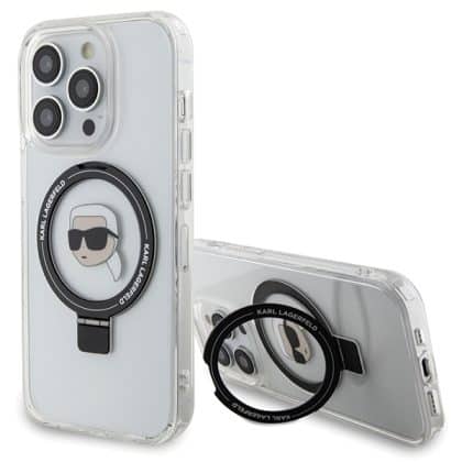 Karl Lagerfeld Ring Stand Karl Head MagSafe - θήκη για Apple iPhone 15 Pro - Λευκό